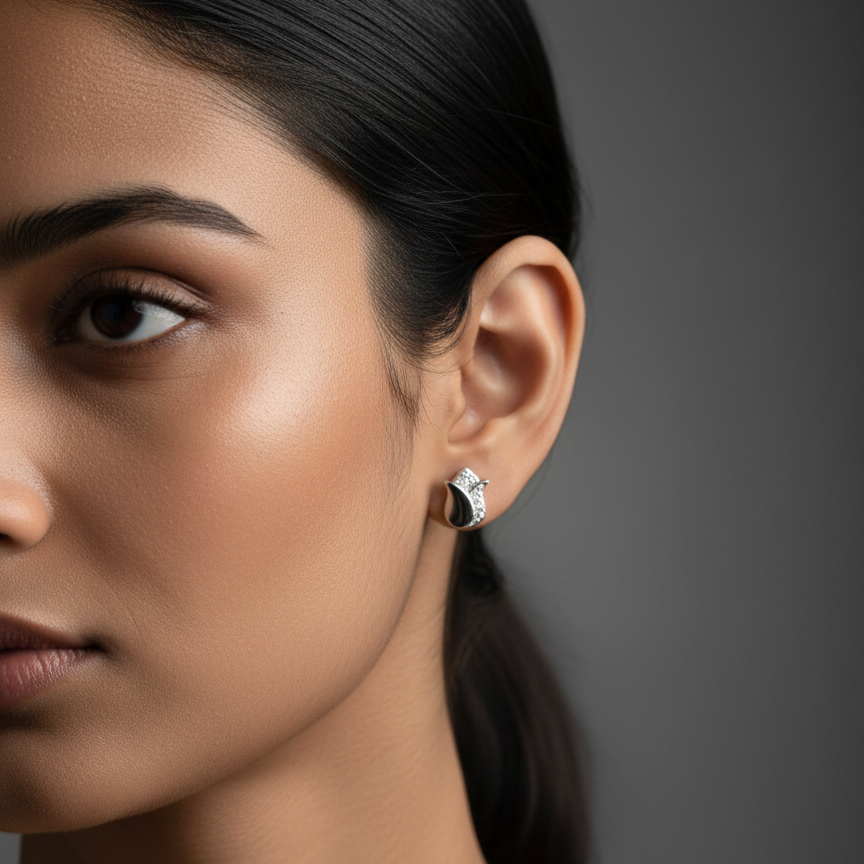 Dutch Rose Elegant Stud | Silver 925 | Rhodium Polish