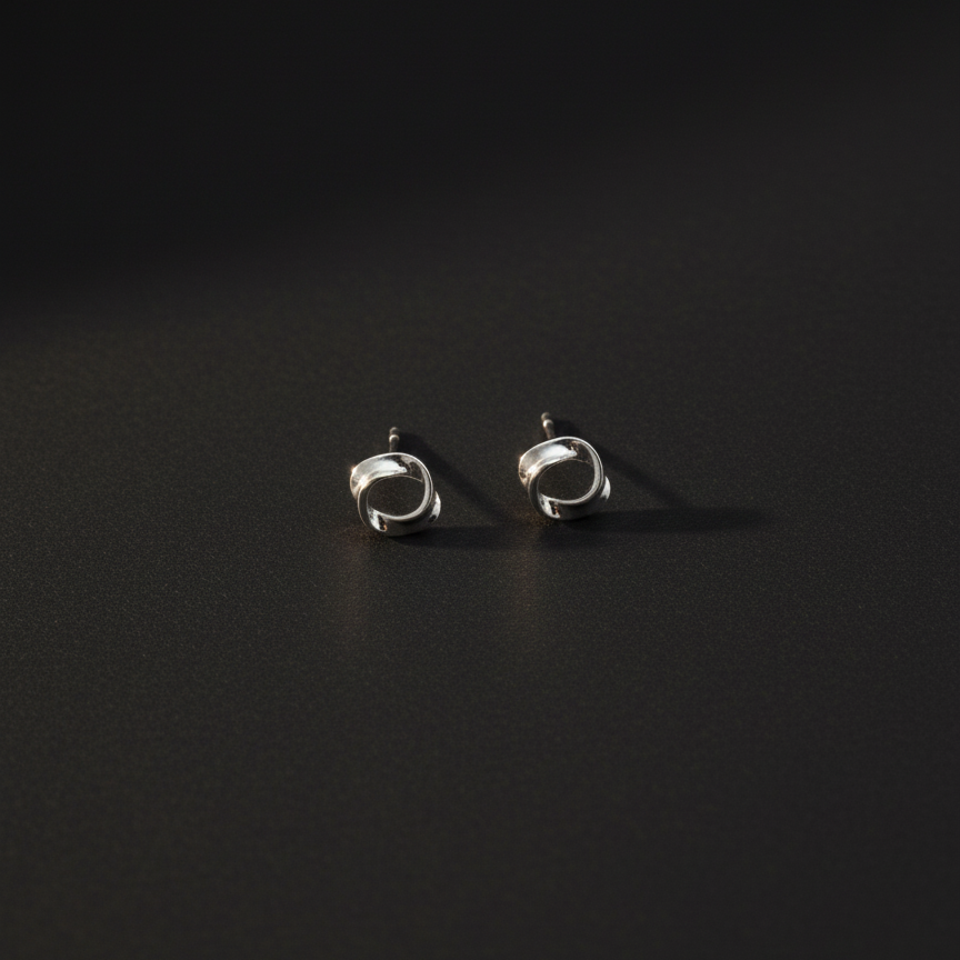 Bavel Loop Stud | Silver 925 | Rhodium Polish