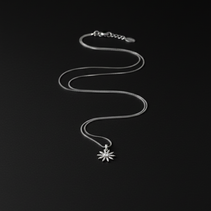 Sunflower  Pendant Chain | Silver 925 | Rhodium Polish