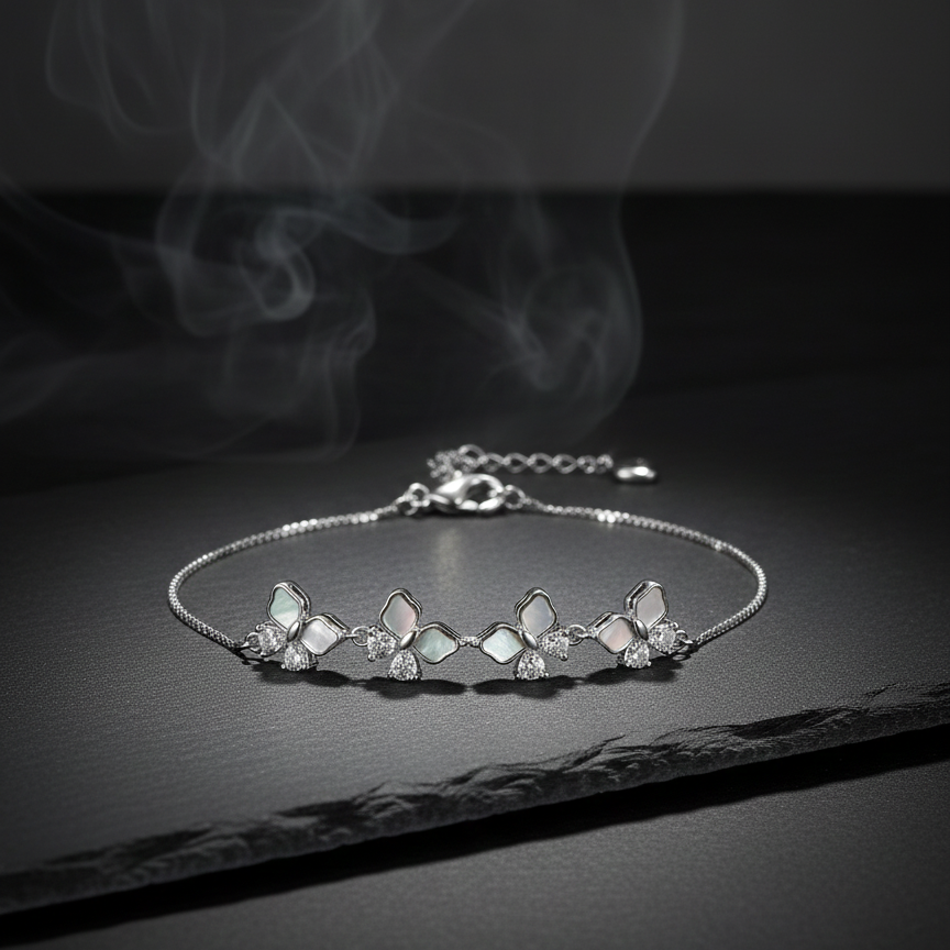 Dancing Butterflies Bracelet | Silver 925 | Rhodium Polish