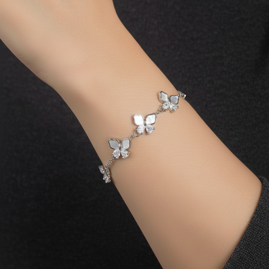 Dancing Butterflies Bracelet | Silver 925 | Rhodium Polish