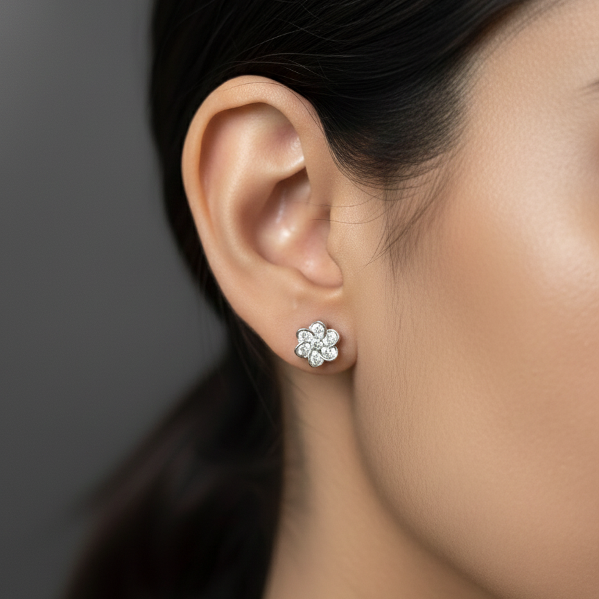 Graceful Lily Stud | Silver 925 | Rhodium Polish