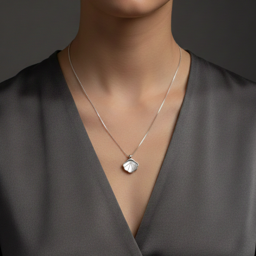 Ocean Seashell Pendant Chain | Silver 925 | Rhodium polish