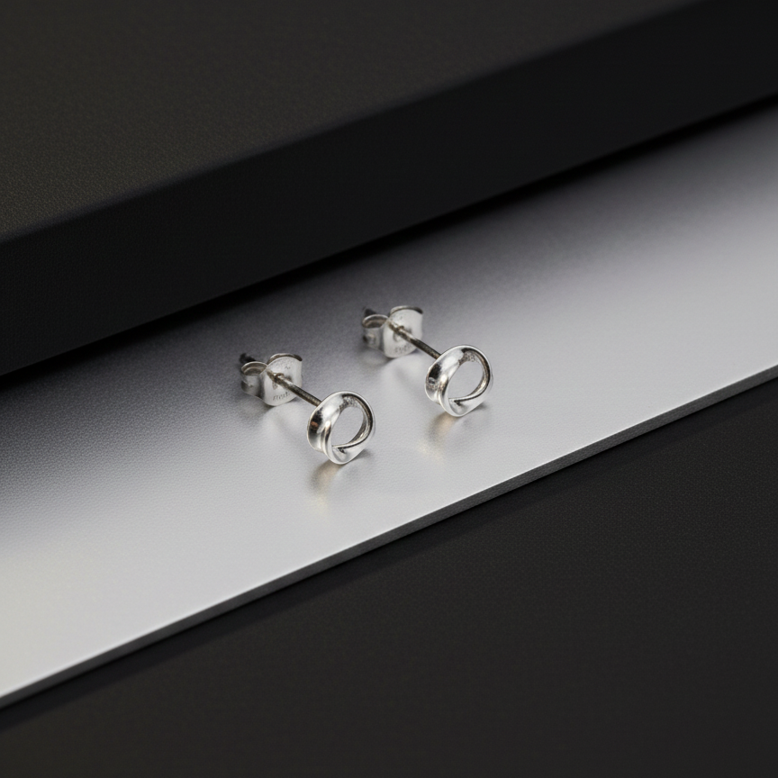 Bavel Loop Stud | Silver 925 | Rhodium Polish