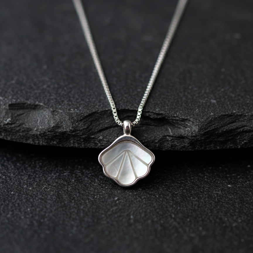 Ocean Seashell Pendant Chain | Silver 925 | Rhodium polish