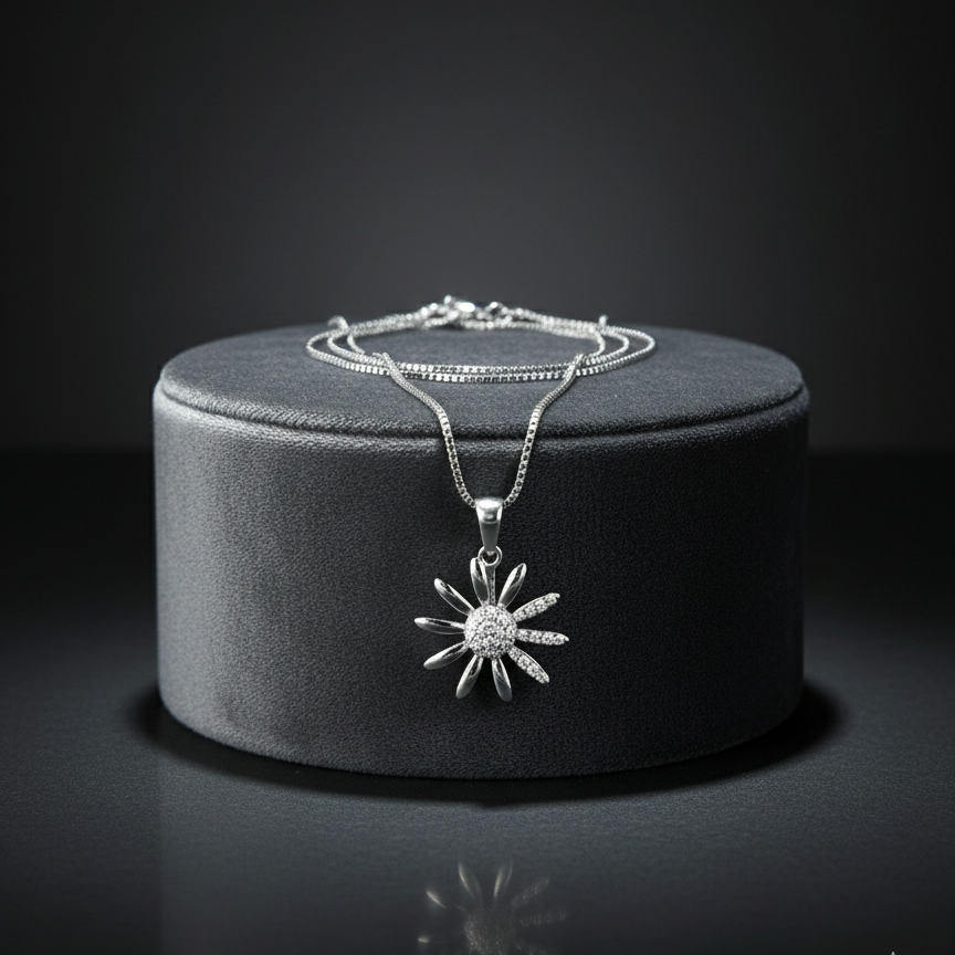 Sunflower  Pendant Chain | Silver 925 | Rhodium Polish
